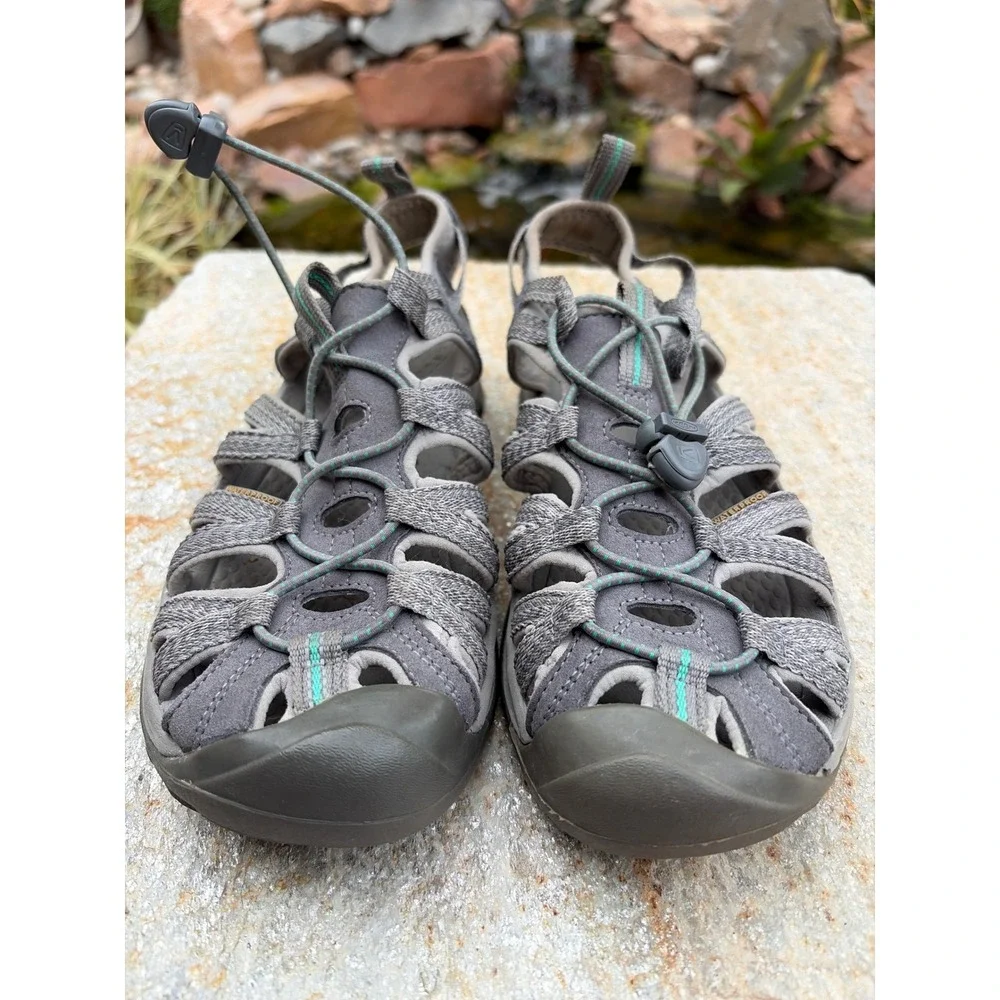 Keen Whisper Sandals Womens 8 Grey Teal Waterproof Hiking Water Shoes 1022814